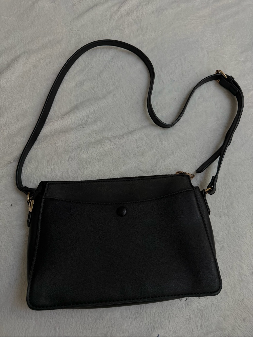 Mellow World Black Vegan Leather Crossbody Bag Gold Hardware